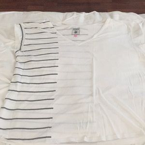 Pink v neck striped flowy t shirt